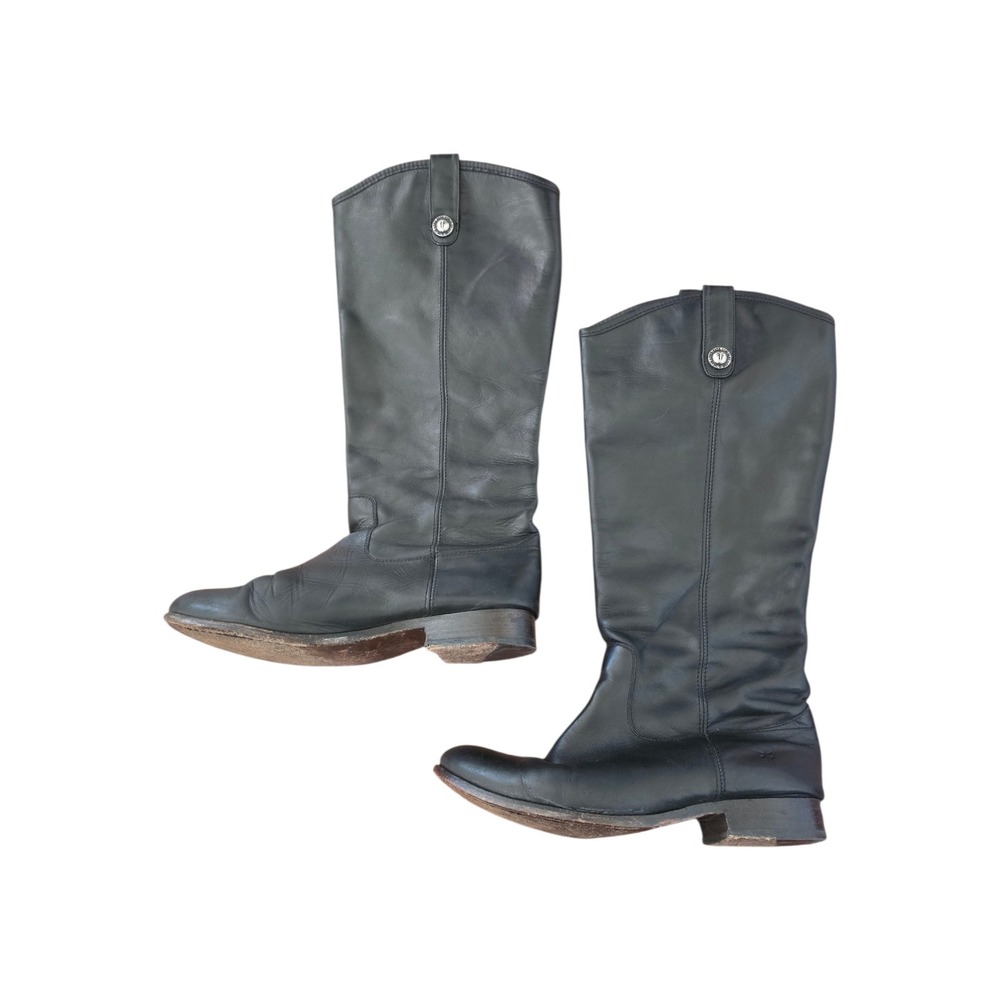 FRYE Melissa 4015 Tall Black Calf‎ Leather Pull On Riding Boots Size 9.5B